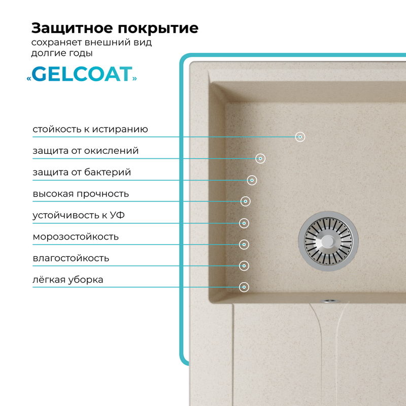 Кухонная мойка Polygran Gals-860 "Кремовый"