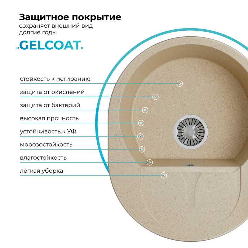 Кухонная мойка Polygran Atol-620 "Опал"