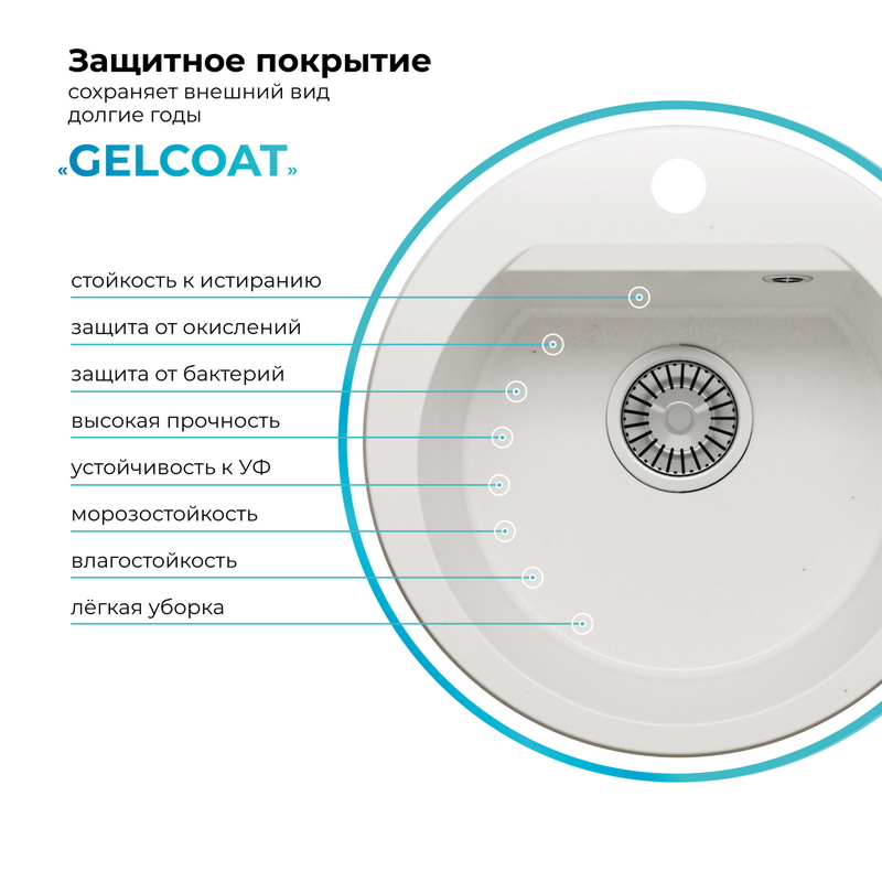 Кухонная мойка Polygran Atol-460 "Белый Хлопок"