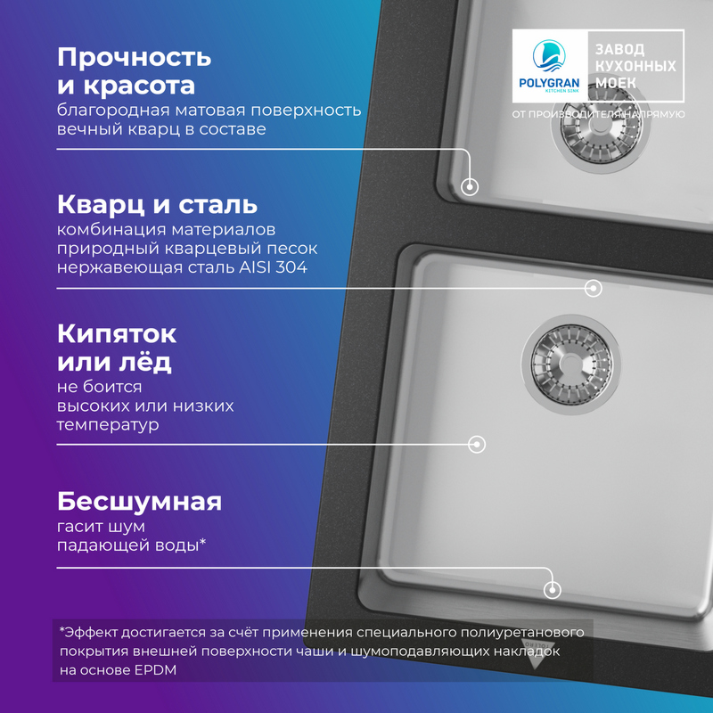 Кухонная мойка Tolero Twist-840 "Уголь"
