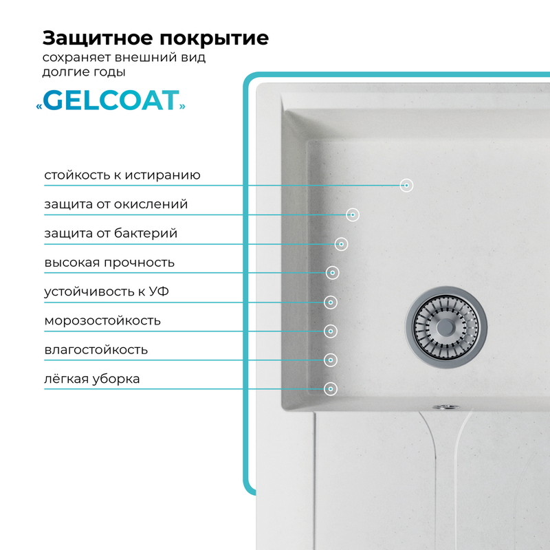 Кухонная мойка Polygran Gals-860 "Белый Хлопок"