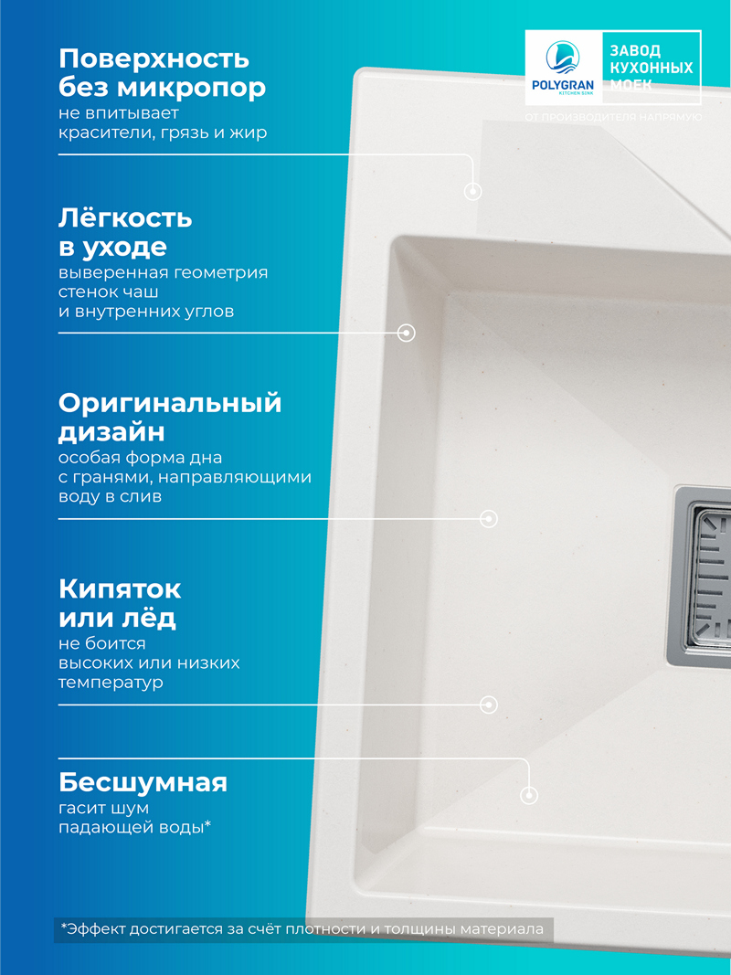 Кухонная мойка Polygran Blade-500 "Белый хлопок"