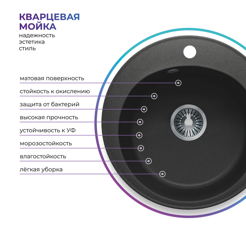 Кухонная мойка Tolero Classic R-108 "Уголь"